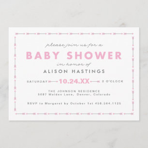 Tiny Archer Arrow Modern Girl Baby Dusche einladen Einladung