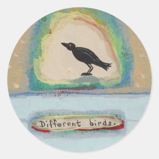 Tiny Art # 602 - Verschiedene Vögel Original-Maler Runder Aufkleber