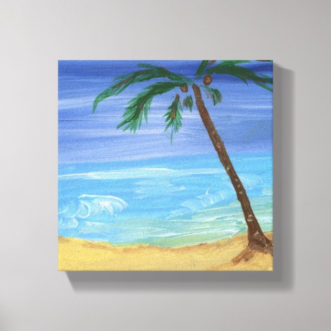 Tiny Beach Scene Malerei Wrapped Canvas Leinwanddruck (Vorderseite)