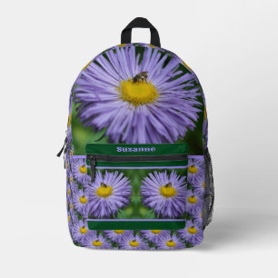 Tiny Bee on Lila Aster Blume Personalisiert Bedruckter Rucksack