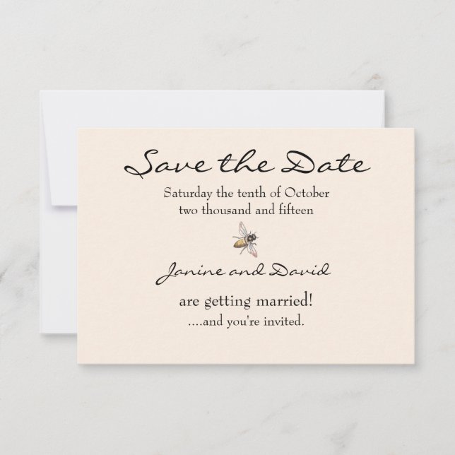 Tiny Bee Wedding Save the Date Card (Vorderseite)
