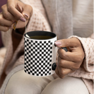 Tiny Black and White Checked Pattern Tasse