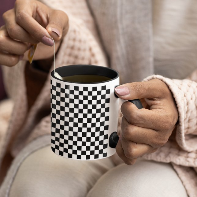 Tiny Black and White Checked Pattern Tasse (Tiny Black and White Checked Pattern Mug)