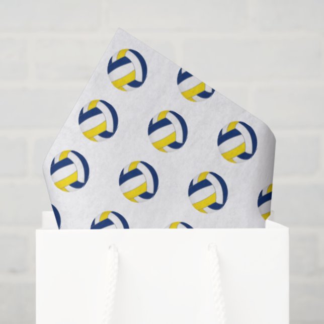 tiny blue gold volleyballs pattern seidenpapier (Geschenktüte)