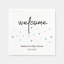 Tiny Blue Heart Sprinkled Baby Boy Duschpapier Serviette