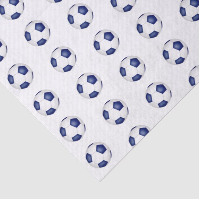 tiny blue white soccer balls pattern seidenpapier (Detail)