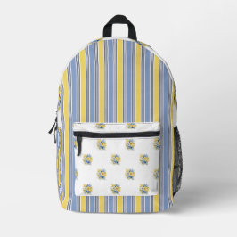 TINY BLUE & YELLOW BLUMEN UND STREIFEN BEDRUCKTER RUCKSACK