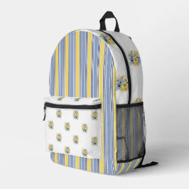 TINY BLUE & YELLOW BLUMEN UND STREIFEN BEDRUCKTER RUCKSACK
