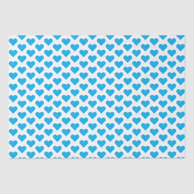 Tiny Bright Blue Hearts Musterteppichpapier Seidenpapier (Vorderseite)