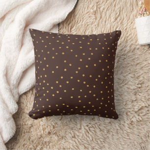 Tiny Brown und Gold Polka Dot Handmade Kissen