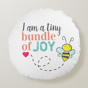 Tiny Bundle of Joy Niedlich Bee Kinderzimmer Rundes Kissen