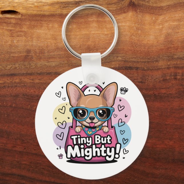 Tiny but Mighty Chihuahua  Keychains & Lanyards Schlüsselanhänger (Rückseite)