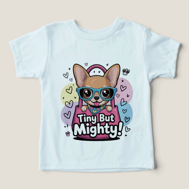 Tiny but Mighty Chihuahua  Toddler Tops & T-Shirts (Design Vorderseite)