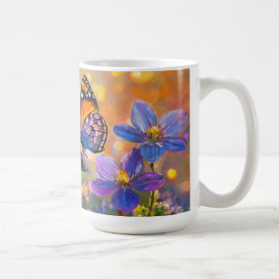 Tiny Butterfly On Wildblumen bei Sunrise Kaffeetasse