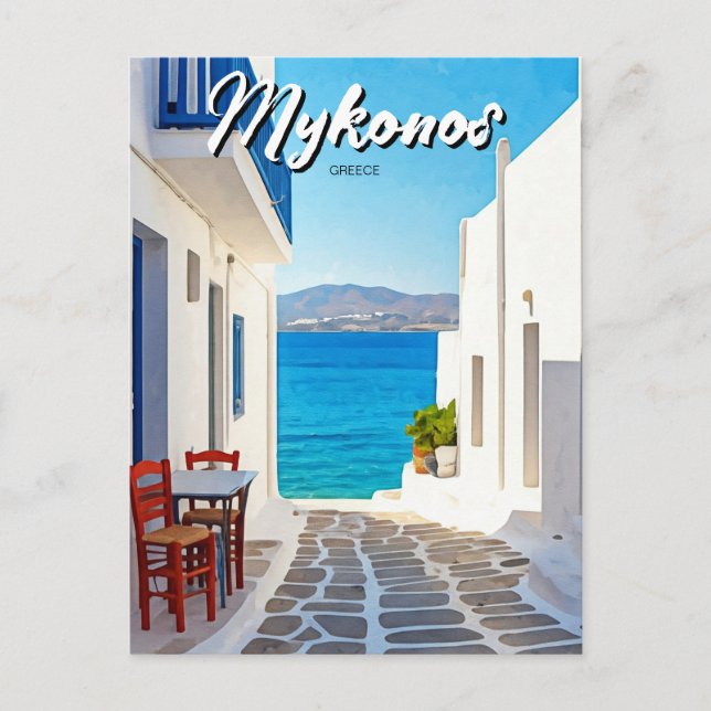 Tiny Cafe Mykonos Greece Cyclades Travel Postkarte (Vorderseite)
