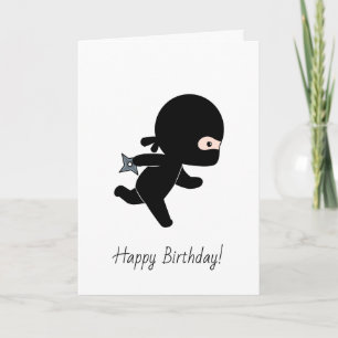 Tiny Cartoon Ninja läuft Geburtstag Karte