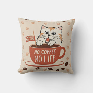 Tiny Cat Pfoten und Kaffeebohnen Poster Kissen