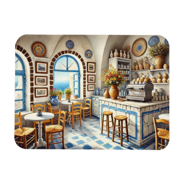 Tiny Coffeeshop in Santorini Magnet (Horizontal)