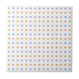 Tiny Colorful Hearful Pattern Pink Blau Gelb Fliese