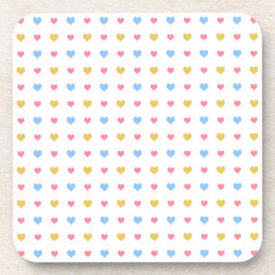 Tiny Colorful Hearful Pattern Pink Blau Gelb Getränkeuntersetzer