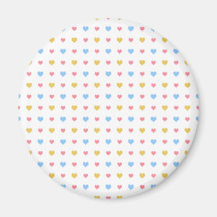 Tiny Colorful Hearful Pattern Pink Blau Gelb Magnet