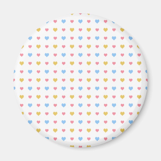 Tiny Colorful Hearful Pattern Pink Blau Gelb Magnet (Vorne)