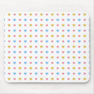 Tiny Colorful Hearful Pattern Pink Blau Gelb Mousepad