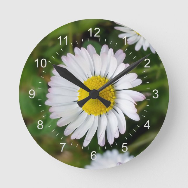 Tiny Daisies Runde Wanduhr (Vorderseite)