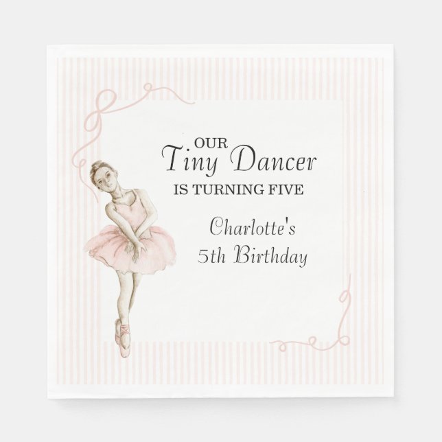Tiny Dancer Ballerina Pink Girls Birthday Serviette (Vorderseite)