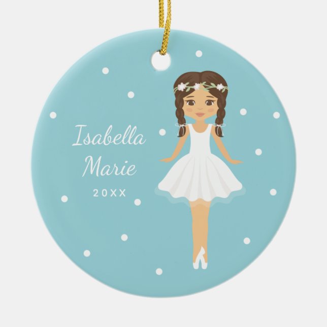 Tiny Dancer Blue Ballerina Ballerina Tänzer Weihna Keramik Ornament (Vorne)