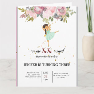 Tiny Dancer   Pink Floral Ballet Geburtstagsparty Karte