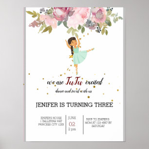 Tiny Dancer   Pink Floral Ballet Geburtstagsparty Poster