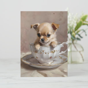 Tiny Delight: Chihuahua-Welpe in einem Teacup, Einladung