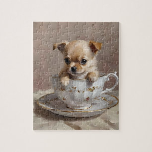 Tiny Delight: Chihuahua-Welpe in einem Teacup, Puzzle