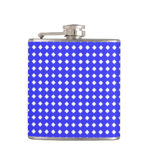 Tiny Diamonds Squares Muster Cobalt Blue White Flachmann