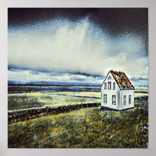 Tiny distant einsam house poster