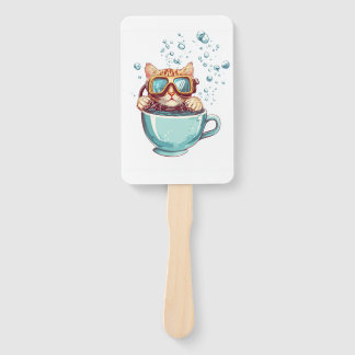 Tiny Diver Cat � Funny Scuba Kitty Tea Lover Fächer