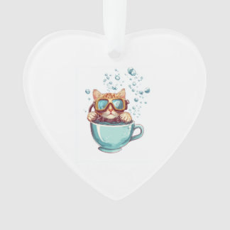 Tiny Diver Cat � Funny Scuba Kitty Tea Lover Ornament