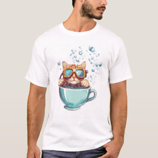 Tiny Diver Cat � Funny Scuba Kitty Tea Lover T-Shirt