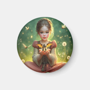 Tiny Dragon Keeper mit Schmetterlingen Magnet