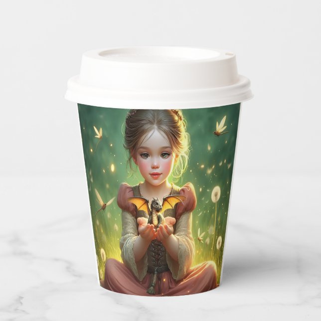 Tiny Dragon Keeper mit Schmetterlingen Pappbecher (Vorderseite)