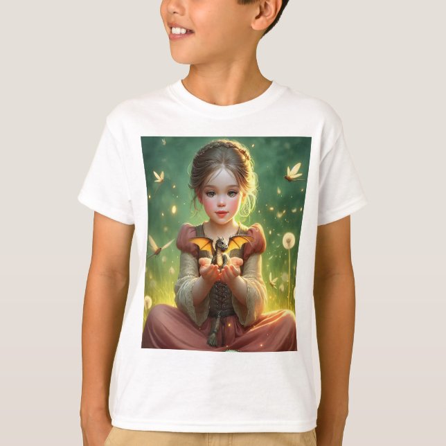 Tiny Dragon Keeper mit Schmetterlingen T-Shirt (Vorderseite)