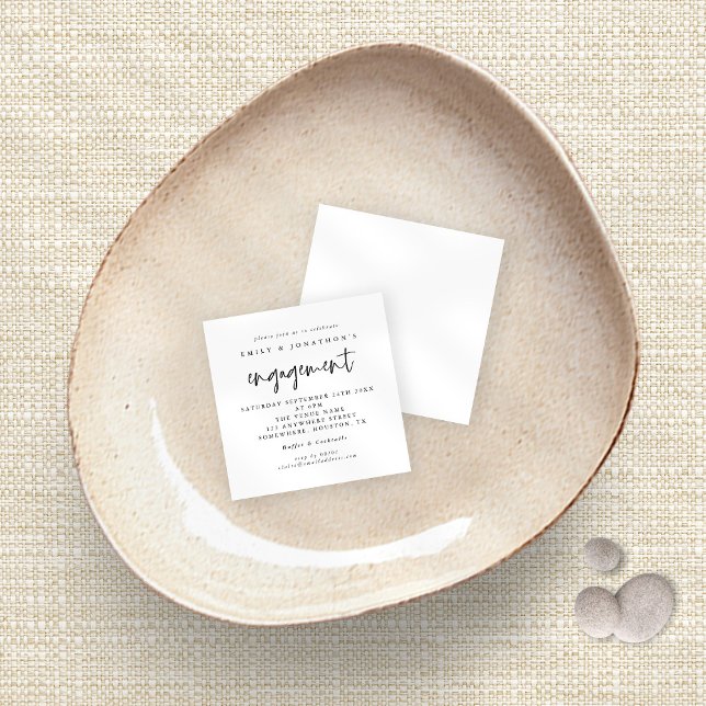 TINY| Einfache Skript-Schwarz-weiße Verlobung einl Mitteilungskarte (Von Creator hochgeladen)