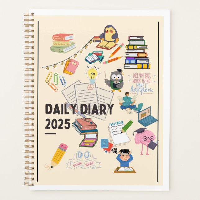 Tiny Emoji Magic - ein weißes Doodle-Buchcover Planer (Vorderseite)