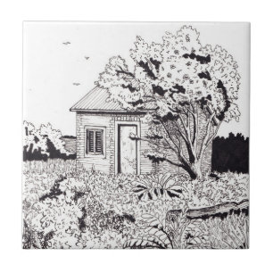 Tiny Farmhouse Botanischer Garten Pen Tinte Gezeic Fliese