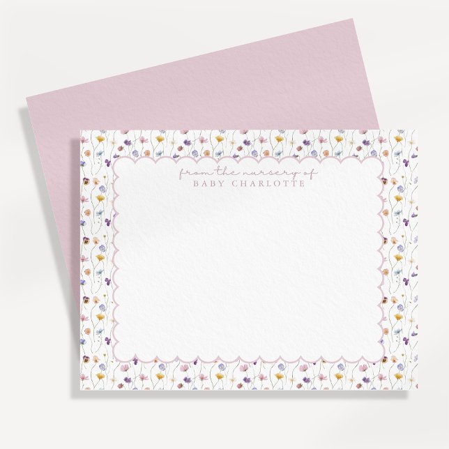 Tiny Floral Scalloped Nursery Note Card Einladung (Von Creator hochgeladen)