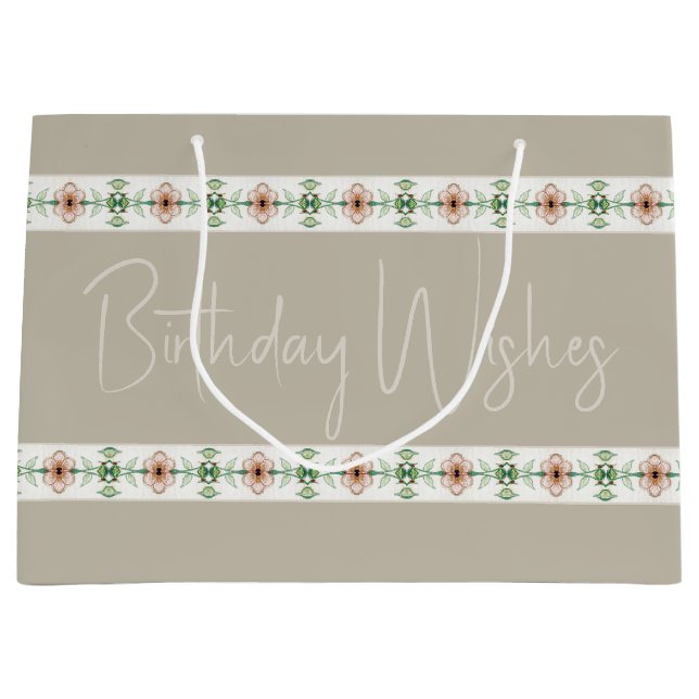 Tiny Floral Stripe Große Geschenktüte (Vorderseite)