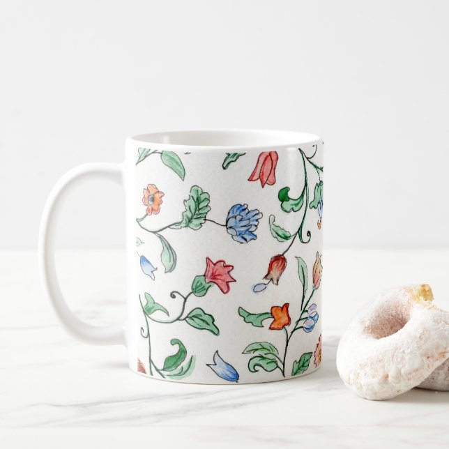 Tiny Floral Twine auf einer Tasse (Mit Donut)