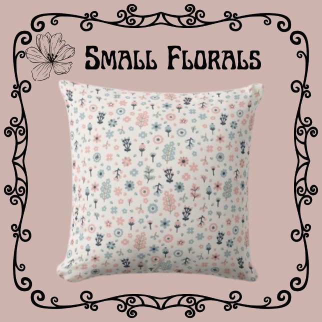 Tiny Florals Pink & Blue auf Cream Kissen (Von Creator hochgeladen)