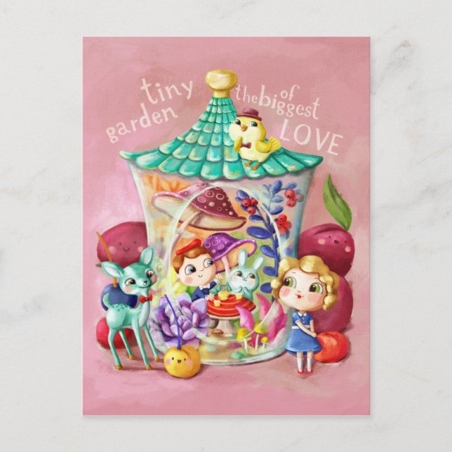 Tiny Garden von der größten Liebe Postkarte (Vorderseite)